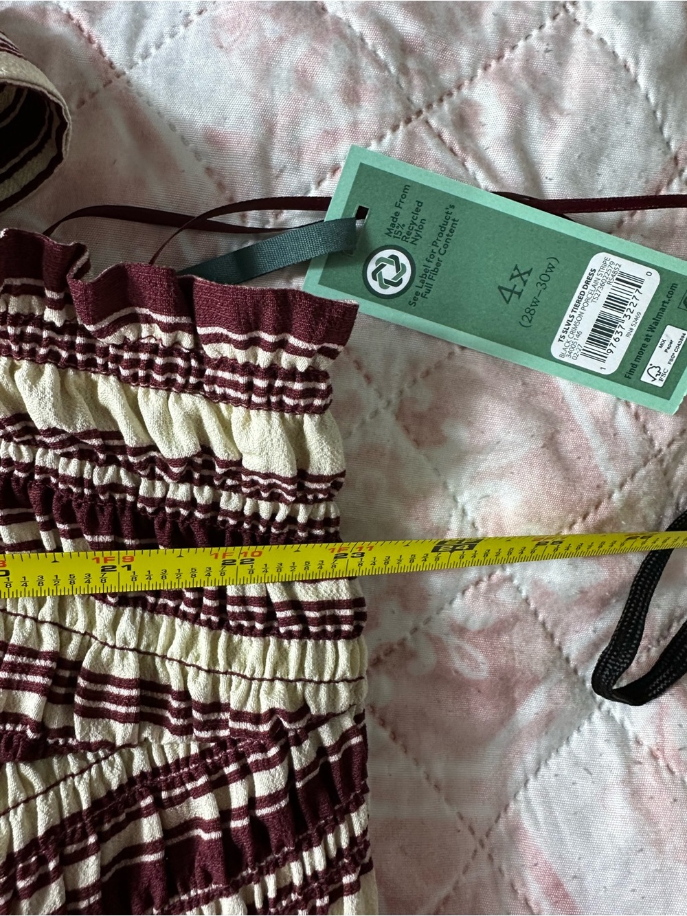 Terra & Sky Striped Smocked Maxi Dress - Cream & Burgundy - Picture 10 of 12